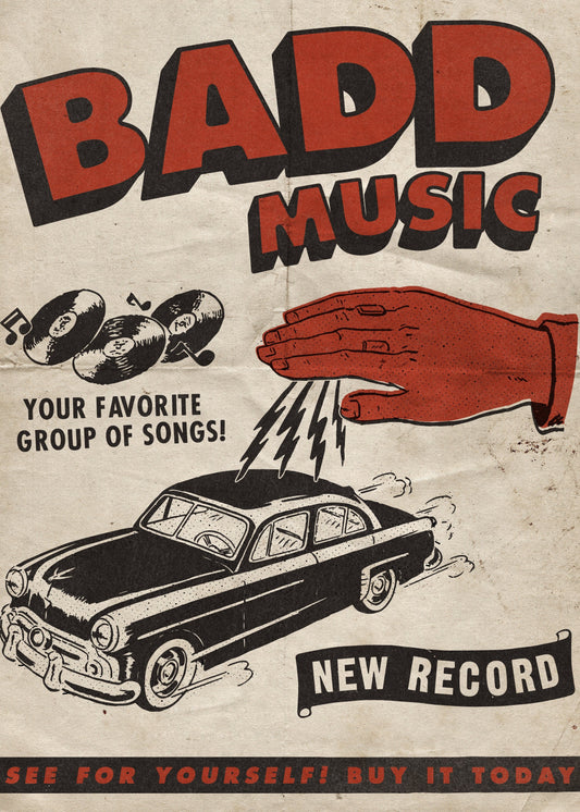 BADD MUSIC PRINT VINTAGE WHITE